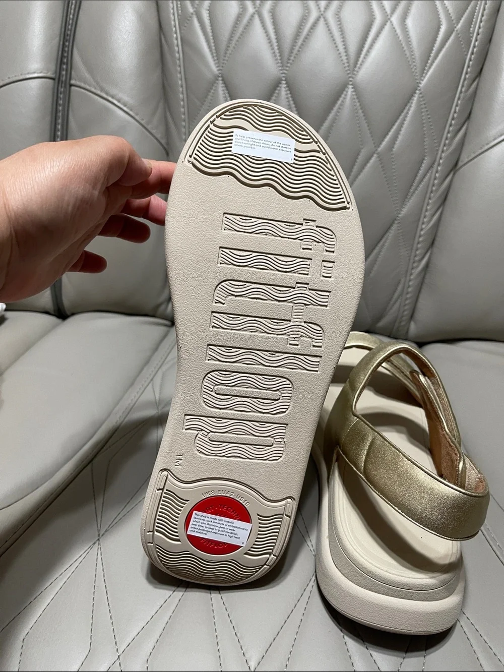 FitFlop F-Mode Go Metallic Gold Adjustable Flatform Sandals - Picture 10 of 10